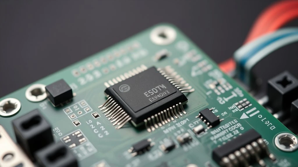 A close-up of a PLC circuit board showing the small EEPROM chip that stores the controllers program and settings