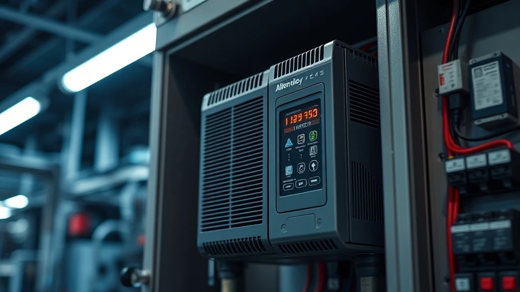 An Allen-Bradley PowerFlex variable frequency drive mounted inside an open industrial control cabinet