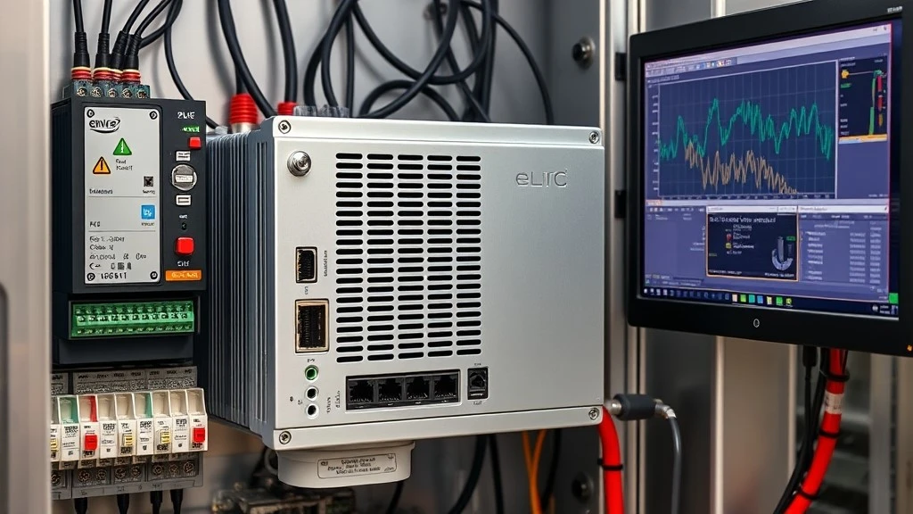 A fanless Industrial PC installed in an automation cabinet alongside PLC and network hardware