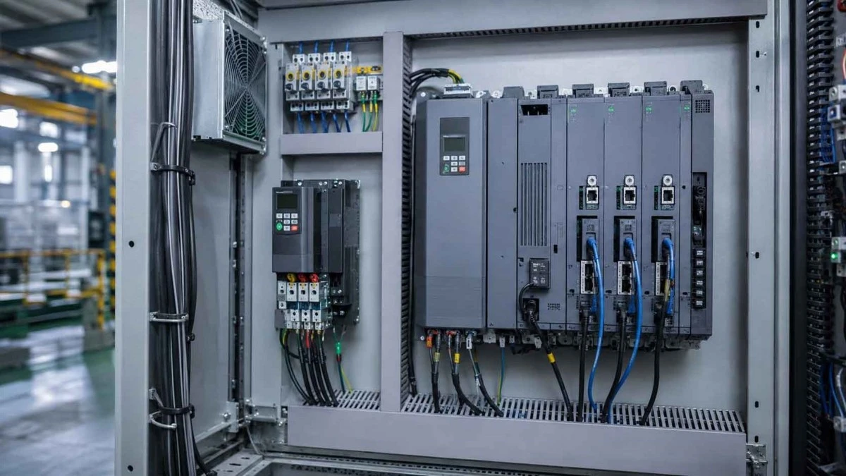 Compact-and-modular-variable-frequency-drives-installed-side-by-side-in-an-industrial-control-panel Compact-and-modular-variable-frequency-drives-installed-side-by-side-in-an-industrial-control-panel