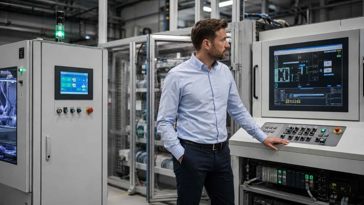 Automation engineer comparing HMI options for a small machine and a larger production system Automation engineer comparing HMI options for a small machine and a larger production system